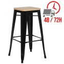 Tabouret industriel / Métal Bois Naturel - Noir