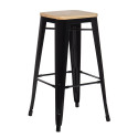Tabouret industriel / Métal Bois Naturel - Noir