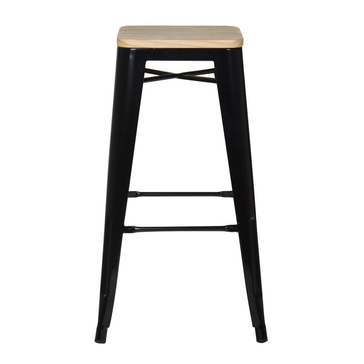 Tabouret industriel / Métal Bois Naturel - Noir