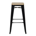 Tabouret industriel / Métal Bois Naturel - Noir