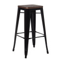 Tabouret industriel / Métal Bois Foncé - Noir