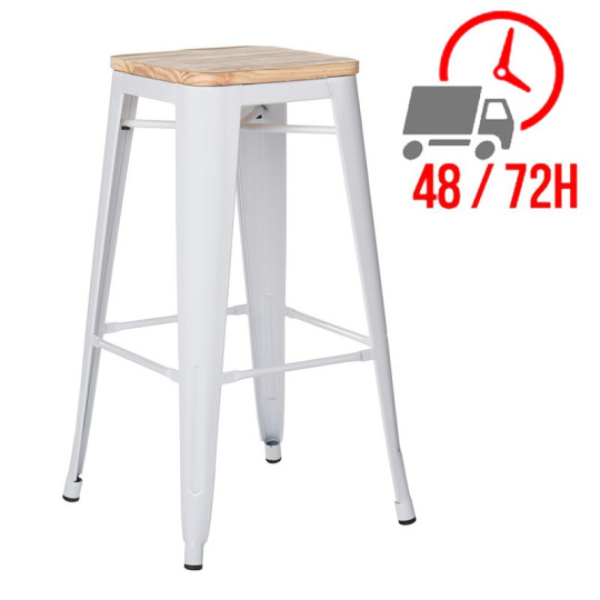 Tabouret industriel / Métal Bois Naturel - Noir