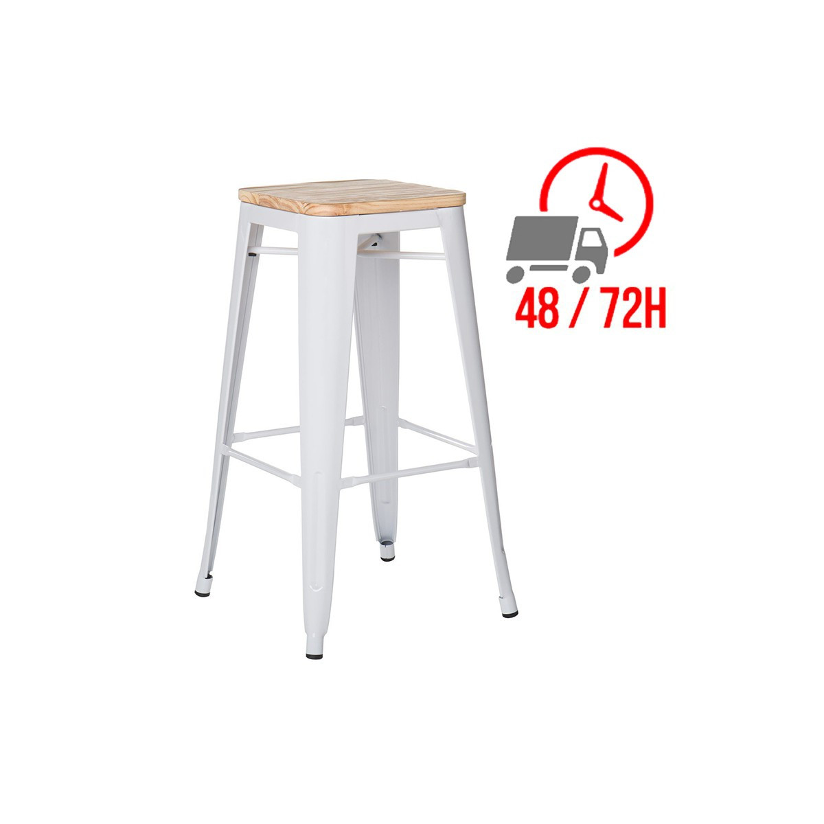 Tabouret industriel / Métal Bois Naturel - Noir