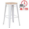 Tabouret industriel / Métal Bois Naturel - Noir