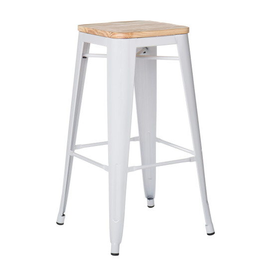 Tabouret industriel / Métal Bois Naturel - Noir