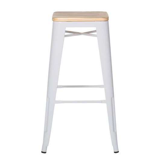 Tabouret industriel / Métal Bois Naturel - Noir