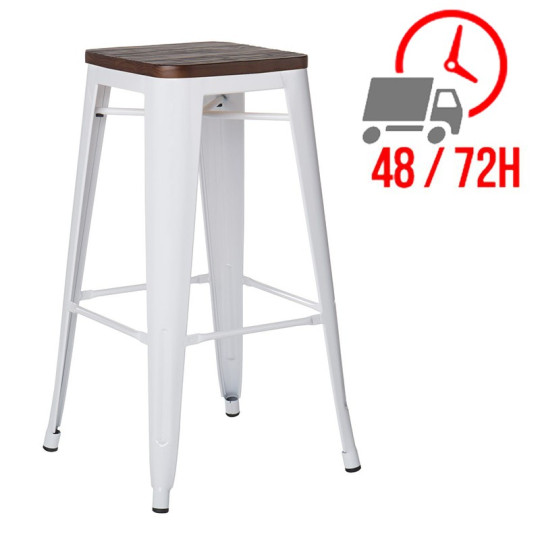 Tabouret industriel / Métal Bois Foncé - Noir