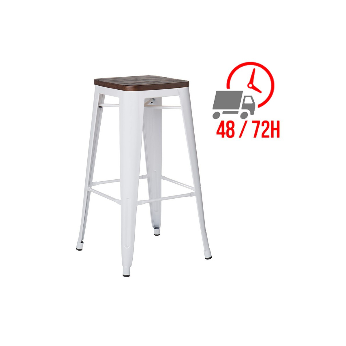 Tabouret industriel / Métal Bois Foncé - Noir