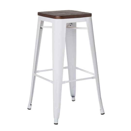 Tabouret industriel / Métal Bois Foncé - Noir