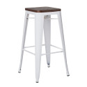 Tabouret industriel / Métal Bois Foncé - Noir