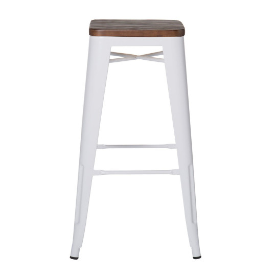 Tabouret industriel / Métal Bois Foncé - Noir