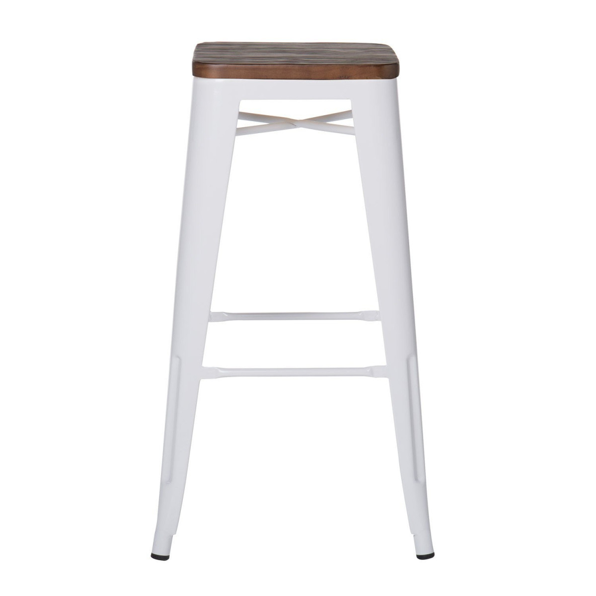Tabouret industriel / Métal Bois Foncé - Noir