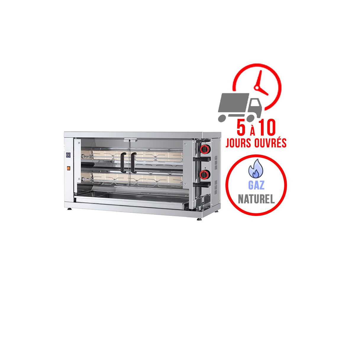 Rôtissoire 2 broches - 10/12 Poulets - Gaz naturel / FECA