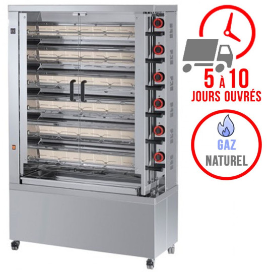 Rôtissoire 6 broches - 30/36 Poulets - Gaz naturel / FECA