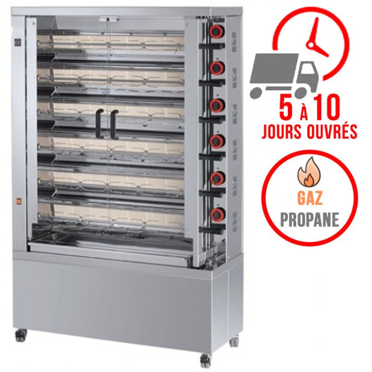 Rôtissoire 6 broches - 30/36 Poulets - Gaz propane / FECA