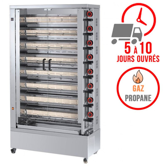 Rôtissoire 8 broches - 40/48 Poulets - Gaz propane / FECA