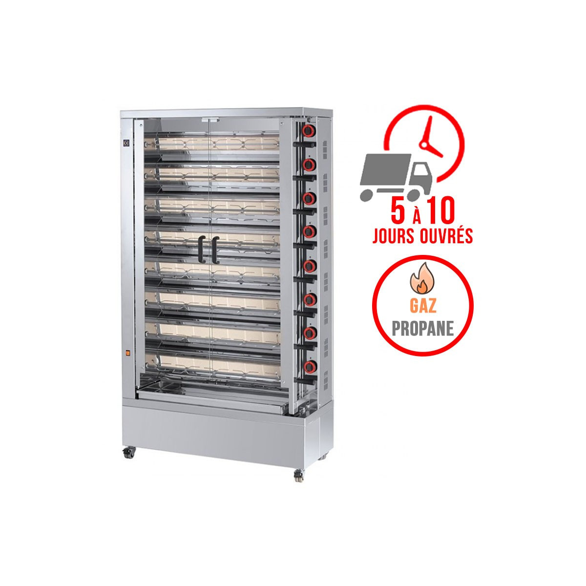 Rôtissoire 8 broches - 40/48 Poulets - Gaz propane / FECA