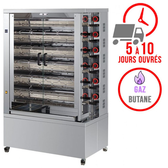 Rôtissoire 11 broches - 55/66 Poulets - Gaz butane / FECA