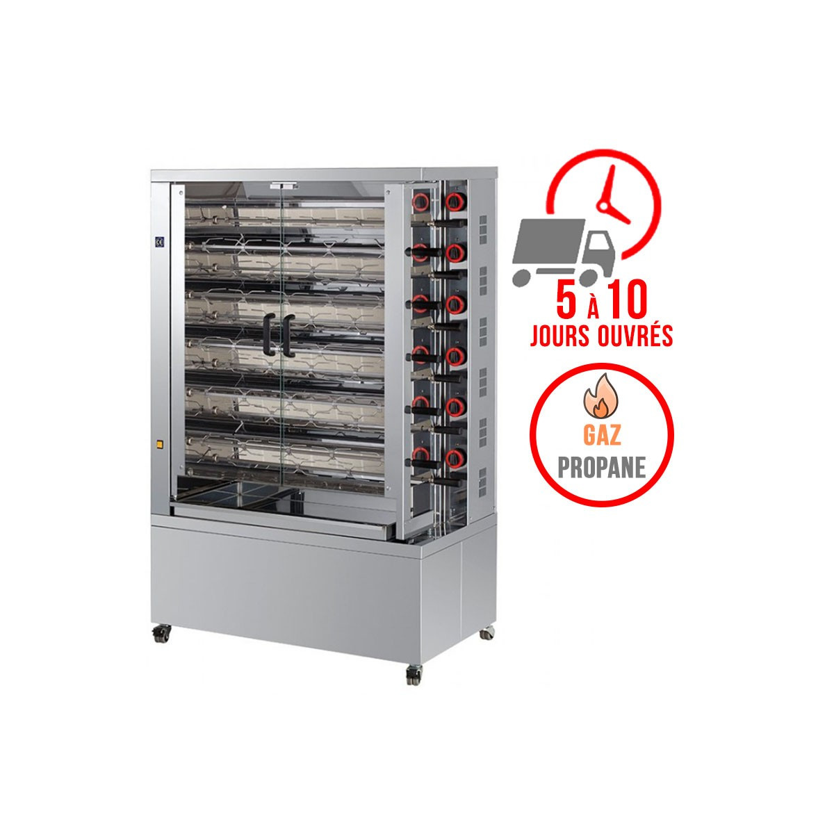 Rôtissoire 11 broches - 55/66 Poulets - Gaz propane / FECA