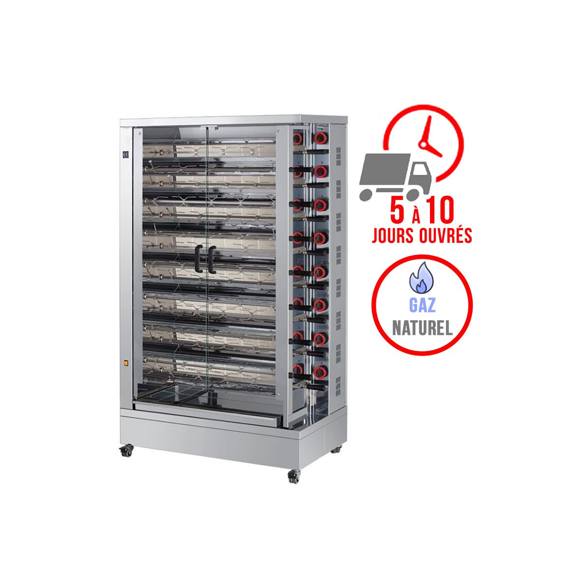 Rôtissoire 15 broches - 75/90 Poulets - Gaz naturel / FECA