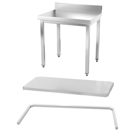 Table inox 800 x 500 mm adossée avec renfort / GOLDINOX