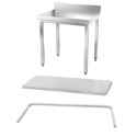 Table inox 800 x 500 mm adossée avec renfort / GOLDINOX