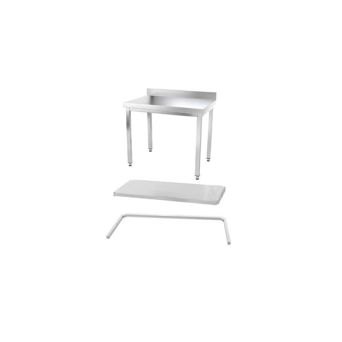 Table inox 1000 x 500 mm adossée avec renfort / GOLDINOX