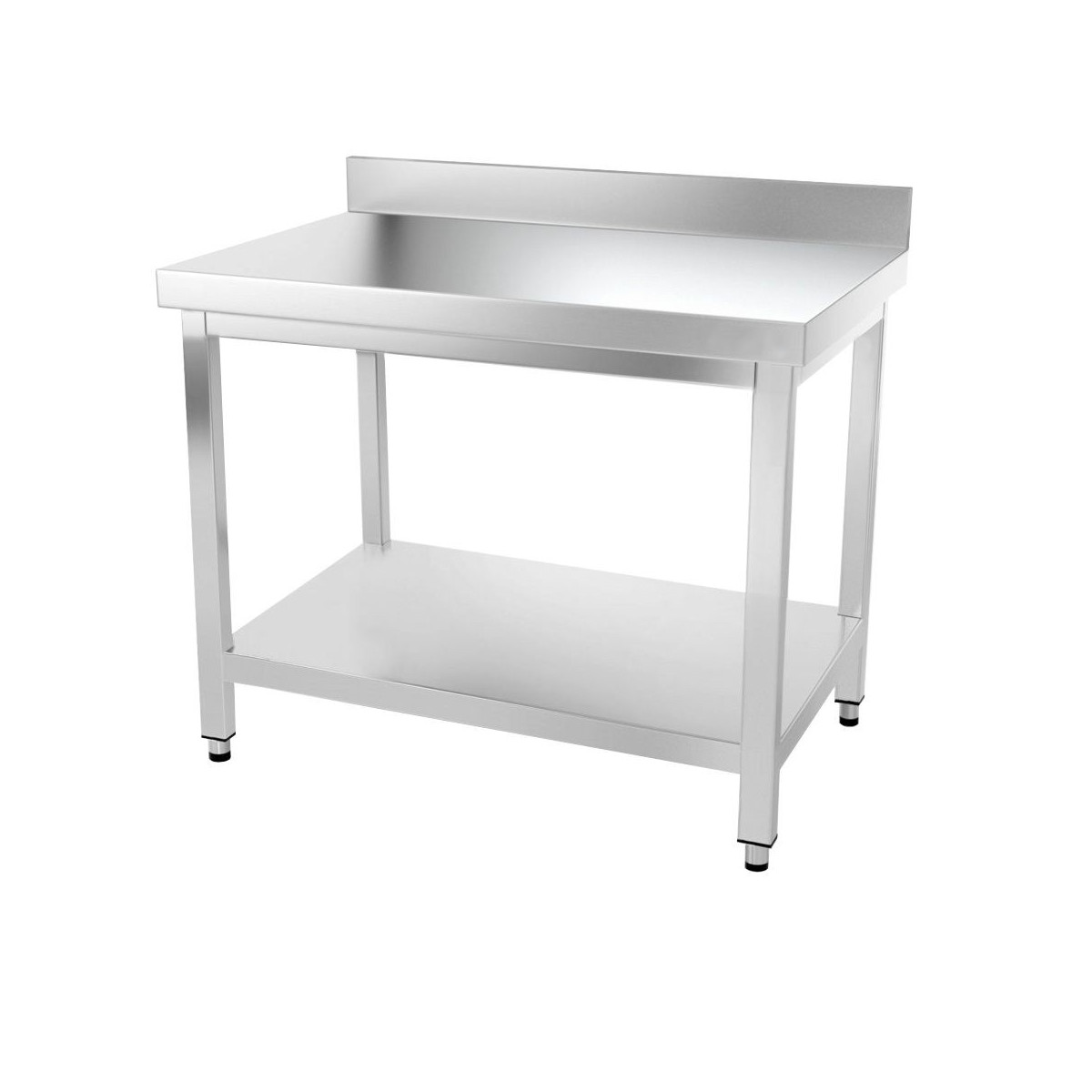 Table inox 1000 x 500 mm adossée avec renfort / GOLDINOX