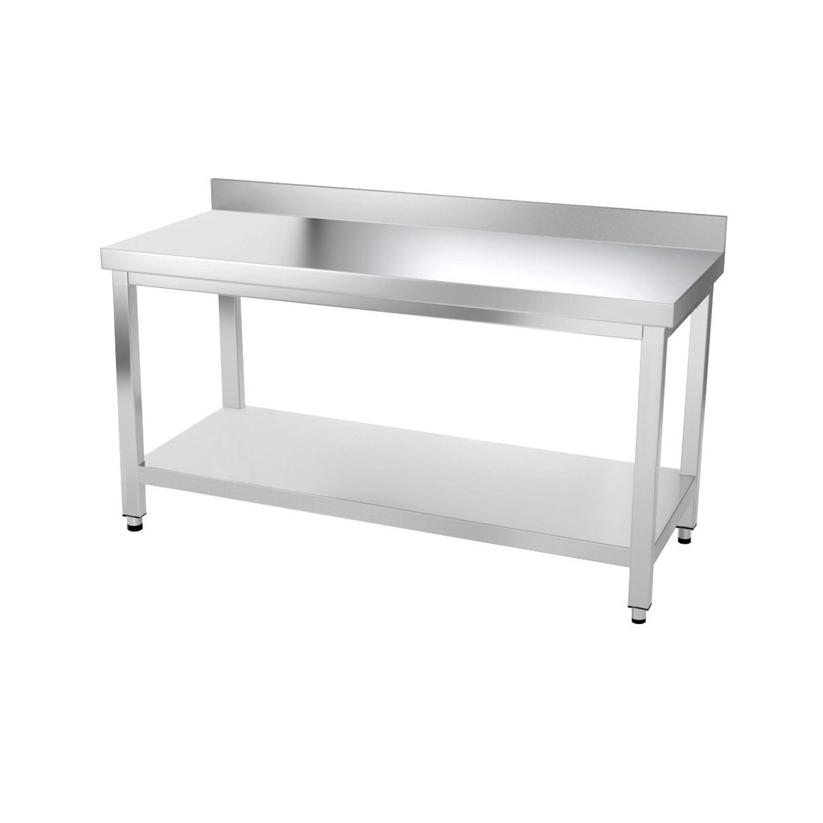 Table inox 1400 x 500 mm adossée avec renfort / GOLDINOX