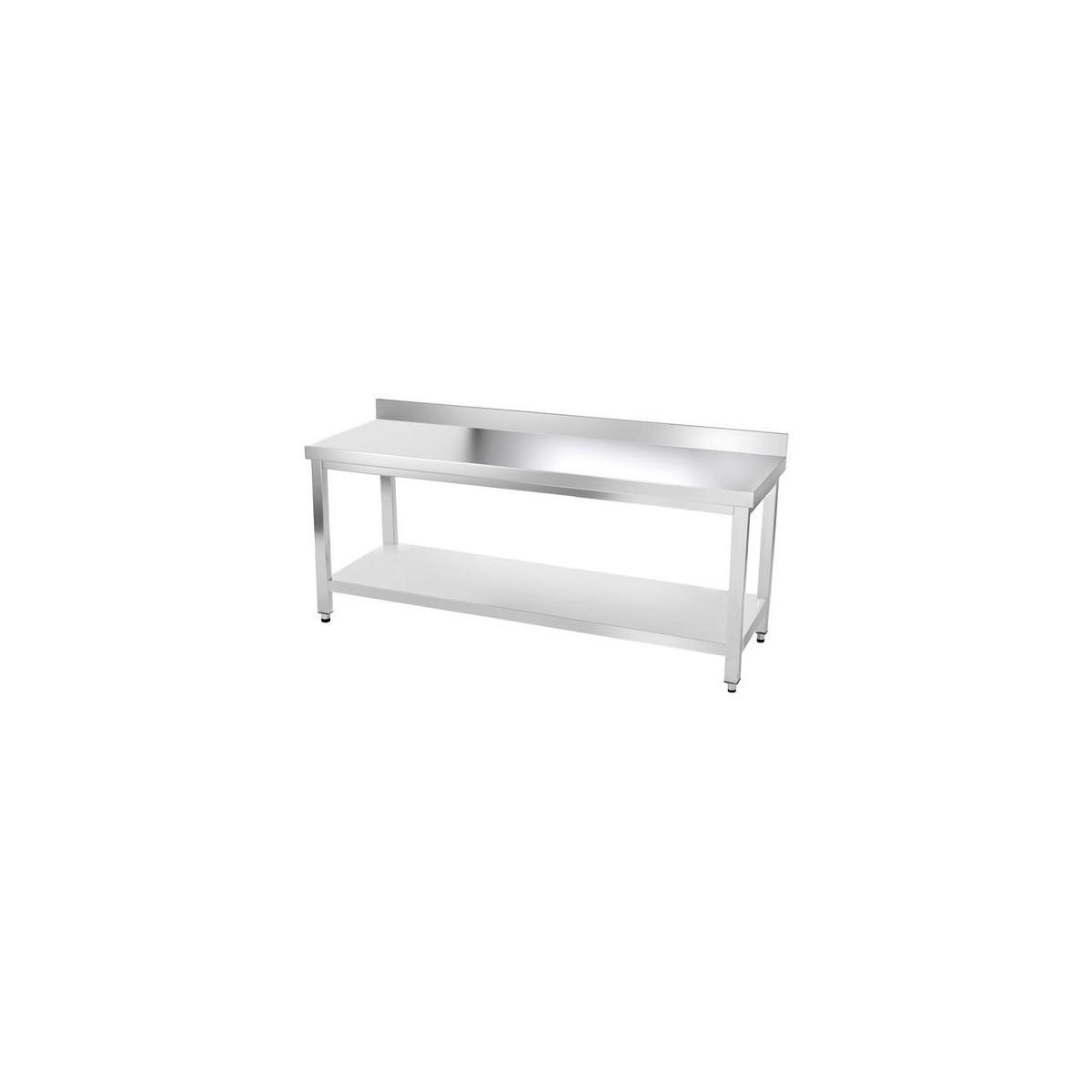 Table inox 2000 x 500 mm adossée avec renfort / GOLDINOX