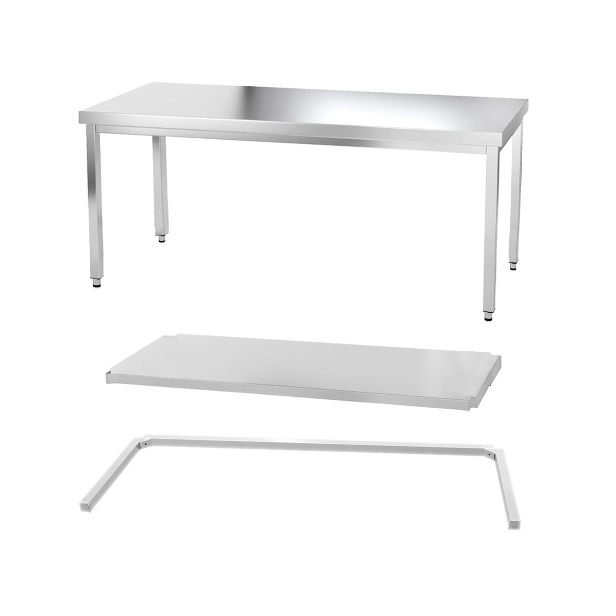 Table inox 2000 x 600 mm avec renfort PREMIUM / GOLDINOX