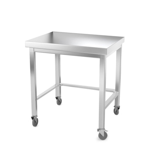 Table inox 600 x 700 mm avec renfort sur roulettes / GOLDINOX