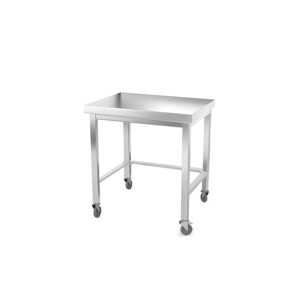 Table inox 800 x 700 mm avec renfort sur roulettes / GOLDINOX