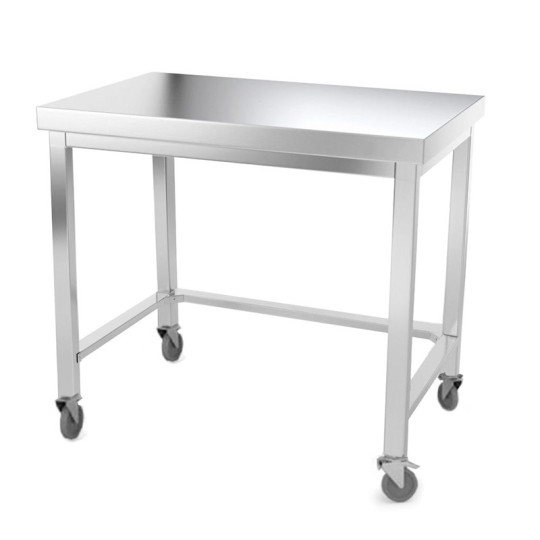Table inox 1000 x 700 mm avec renfort sur roulettes / GOLDINOX