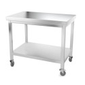 Table inox 1000 x 700 mm avec renfort sur roulettes / GOLDINOX