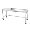 Table inox 2000 x 700 mm avec renfort sur roulettes / GOLDINOX