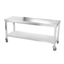 Table inox 2000 x 700 mm avec renfort sur roulettes / GOLDINOX