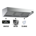 Hotte murale 3000 x 700 x 540 mm avec moteur, variateur, éclairage, filtre et robinet de vidange / GOLDINOX