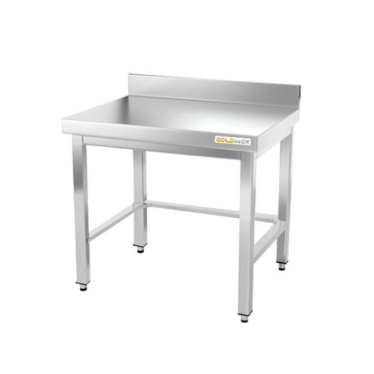 Table inox soubassement 800 x 500 mm adossée avec renfort / GOLDINOX