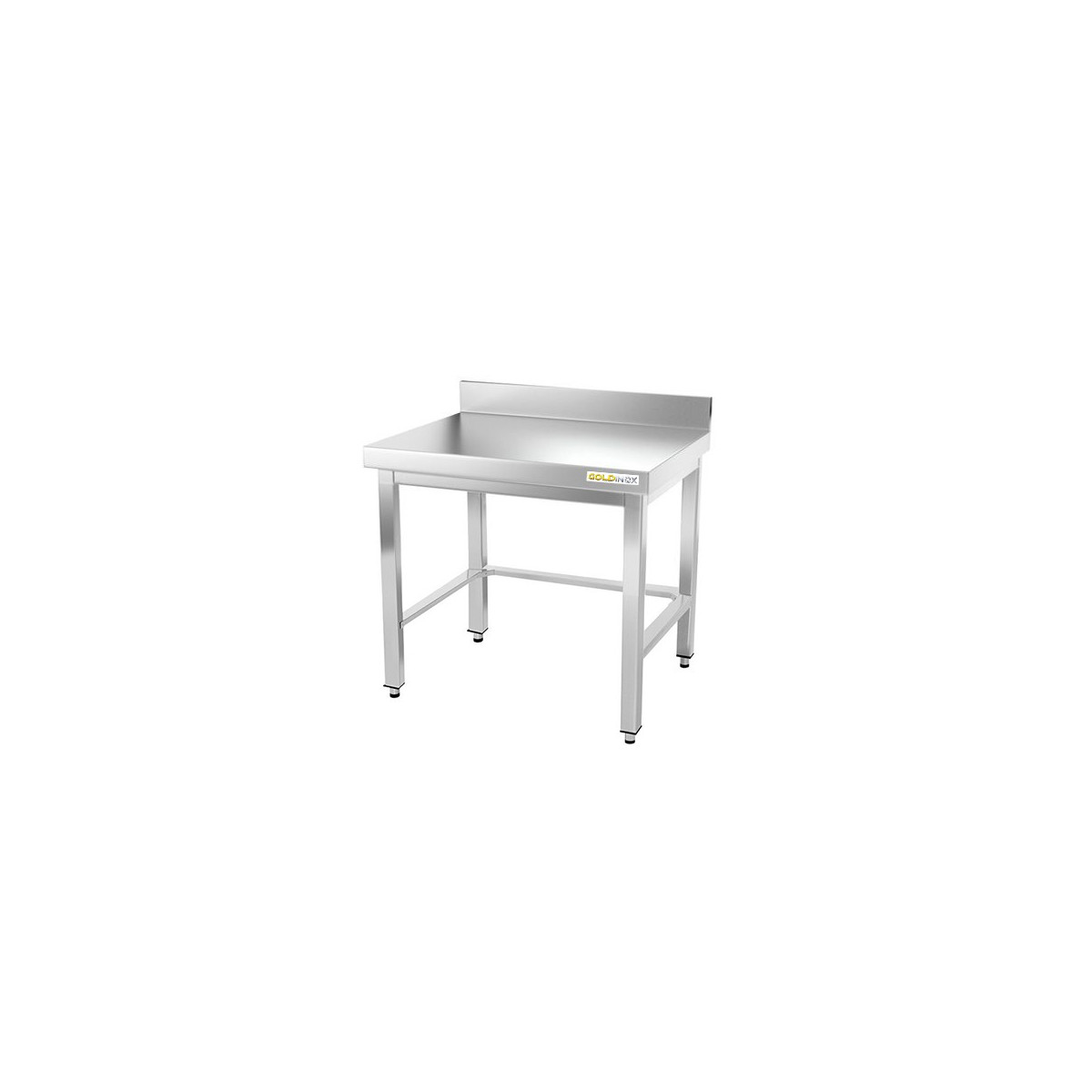 Table inox soubassement 800 x 500 mm adossée avec renfort / GOLDINOX