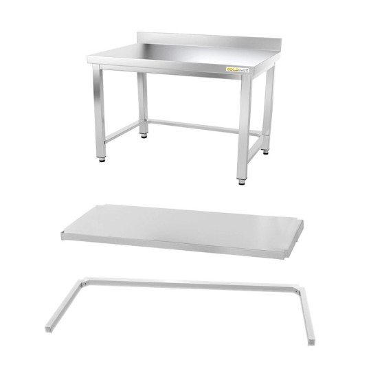 Table inox soubassement 1200 x 500 mm adossée avec renfort / GOLDINOX