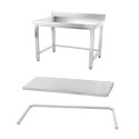 Table inox soubassement 1200 x 500 mm adossée avec renfort / GOLDINOX