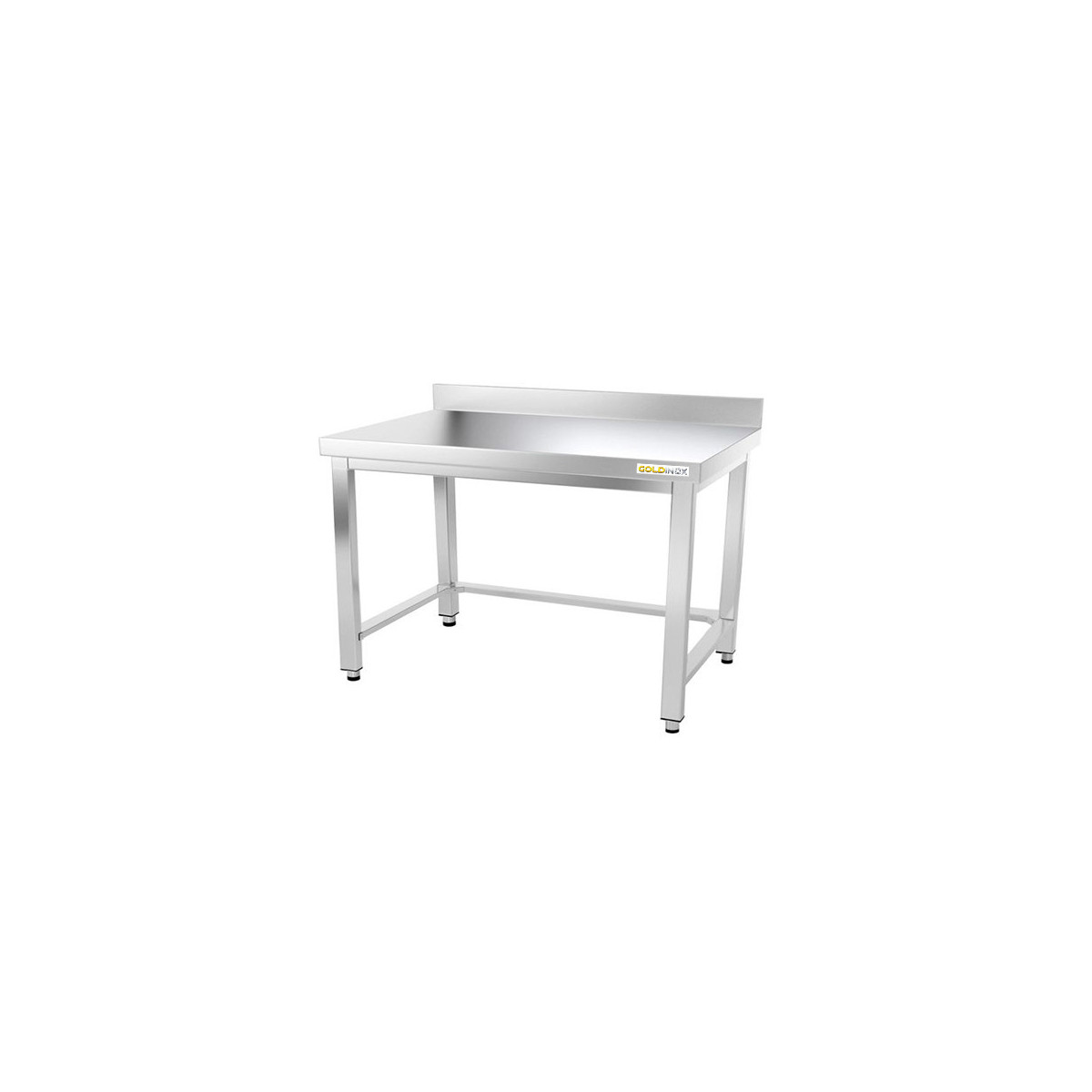 Table inox soubassement 1200 x 500 mm adossée avec renfort / GOLDINOX
