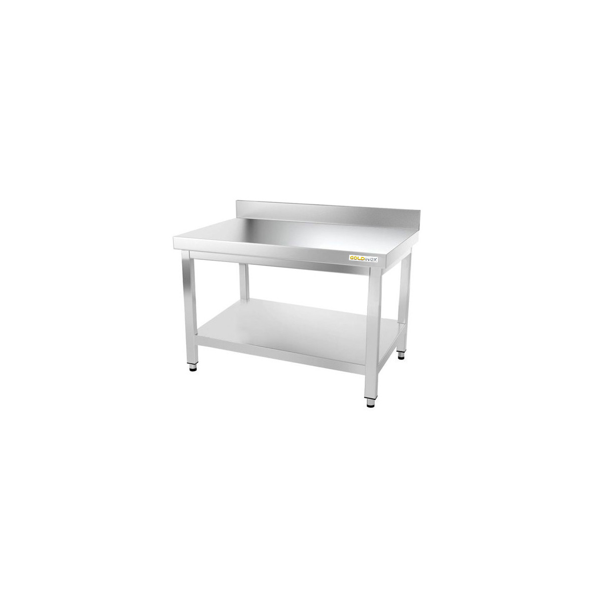 Table inox soubassement 1200 x 500 mm adossée avec renfort / GOLDINOX