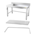Table inox soubassement 1400 x 500 mm adossée avec renfort / GOLDINOX