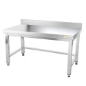 Table inox soubassement 1400 x 500 mm adossée avec renfort / GOLDINOX