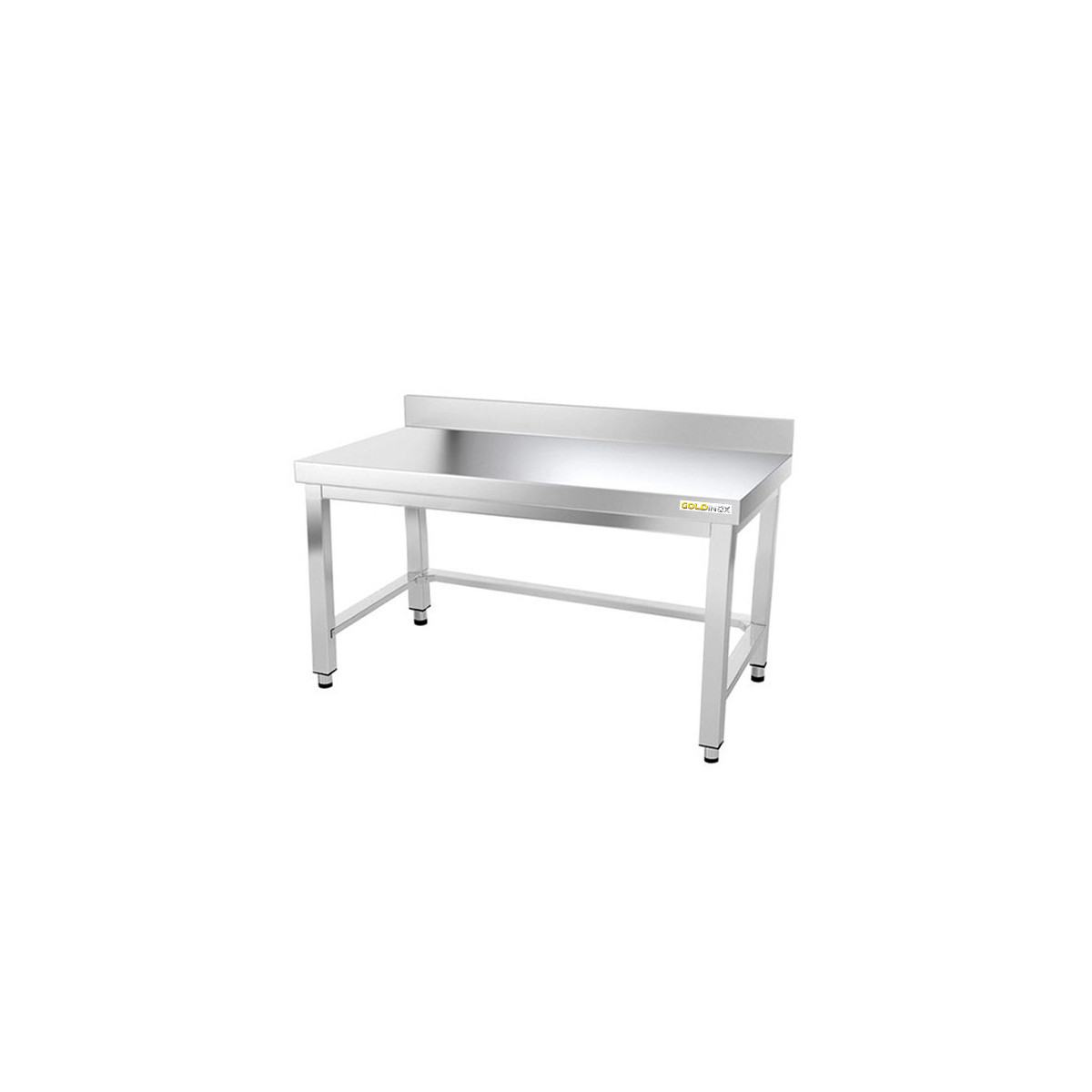Table inox soubassement 1600 x 500 mm adossée avec renfort / GOLDINOX