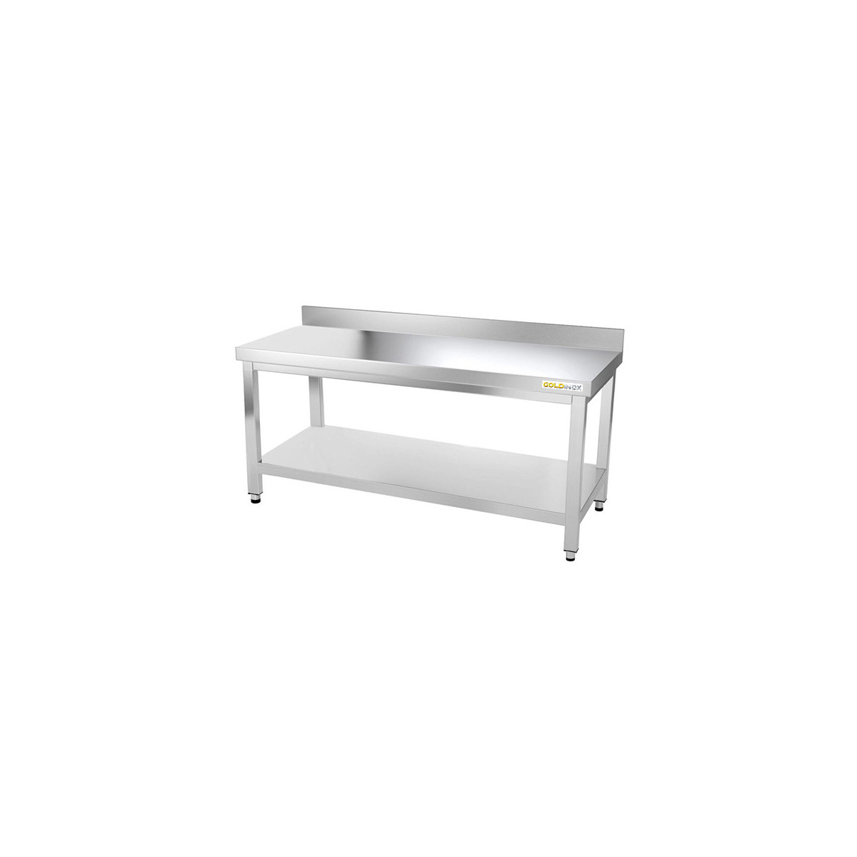 Table inox soubassement 1600 x 500 mm adossée avec renfort / GOLDINOX
