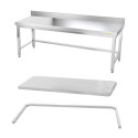 Table inox soubassement 2000 x 500 mm adossée avec renfort / GOLDINOX
