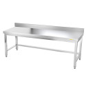 Table inox soubassement 2000 x 500 mm adossée avec renfort / GOLDINOX